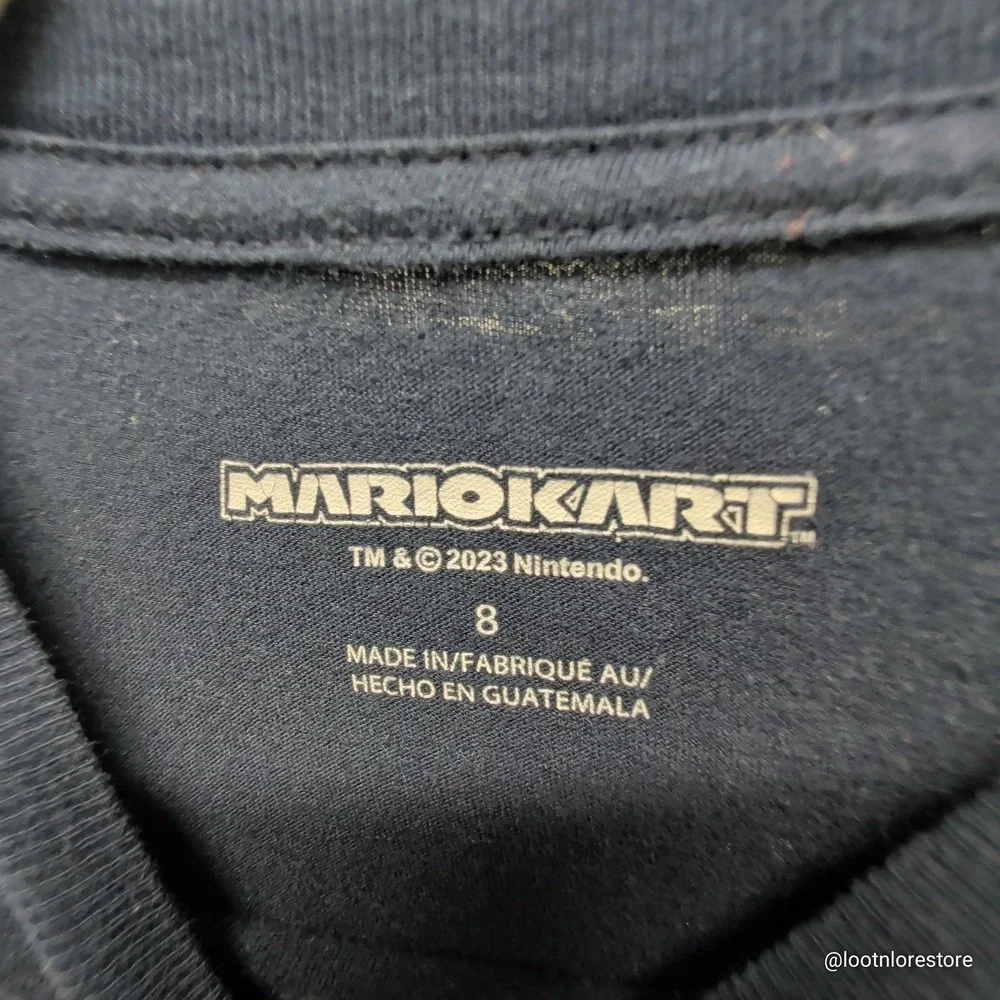 Nintendo Mario Kart Racing Shirt Size 8 Kids Navy‎ Blue Long Sleeve Graphic Tee